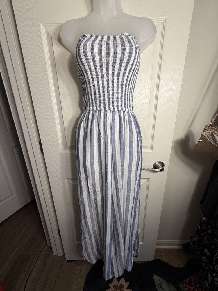BLUE ISLAND STRIPED TUBE TOP JUMPSUIT NWT SIZE XS