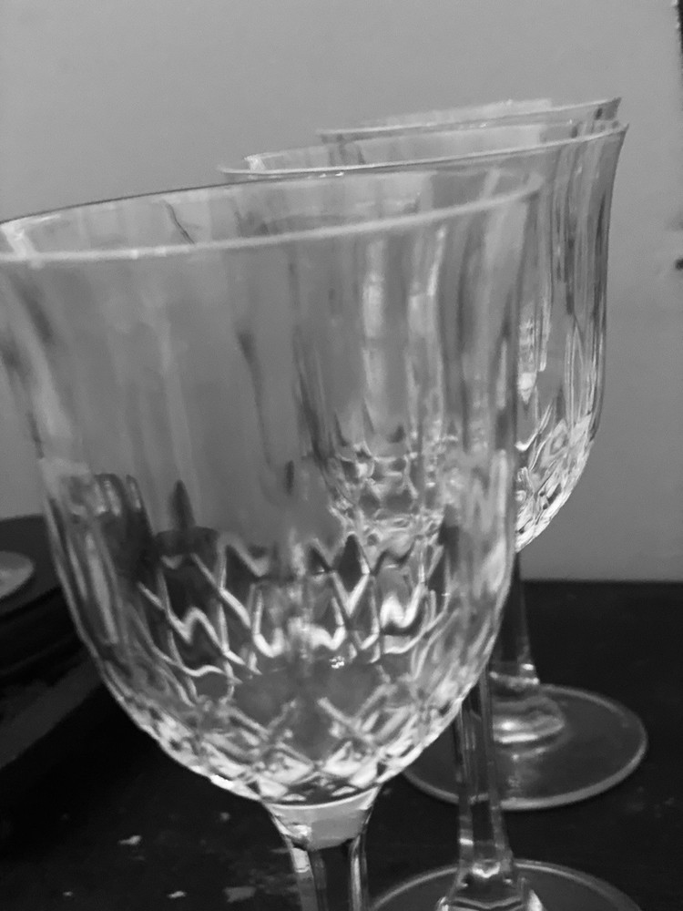 Stemware Crystal Diamonds Cut Wine Glasses Set Of 3