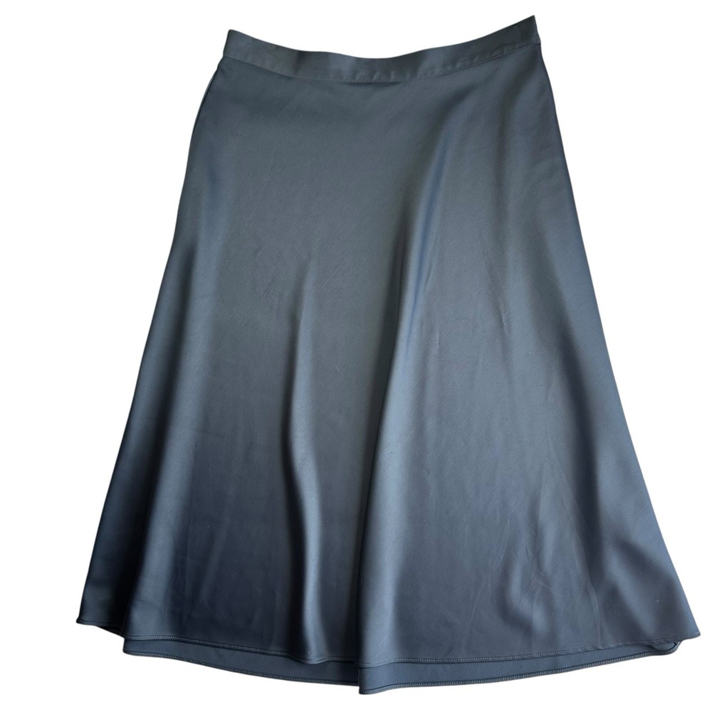 Charcoal Gray Satin Midi Slip Skirt A Line Bias Cut Minimalist Chic 10