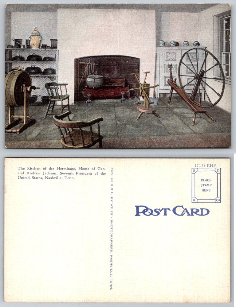 Hermitage Kitchen Andrew Jackson Home Nashville TN Vintage Postcard Wiles