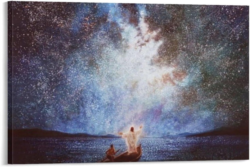 Jesus Christ Calm And Stars God Posters Wall Art Painting Canvas Gift