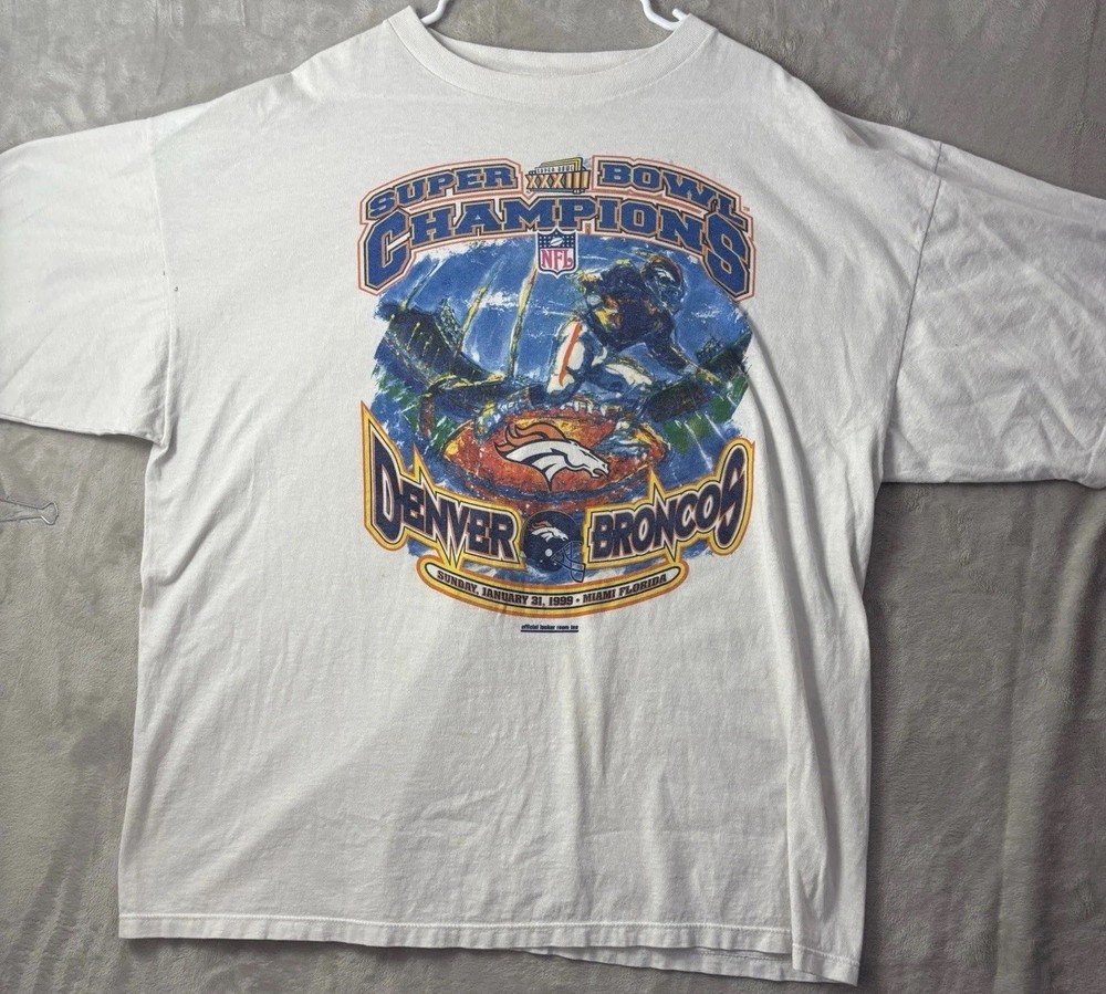 Vintage 90s Starter Denver Broncos Super Bowl XXXIII Champions T Shirt Mens XXL