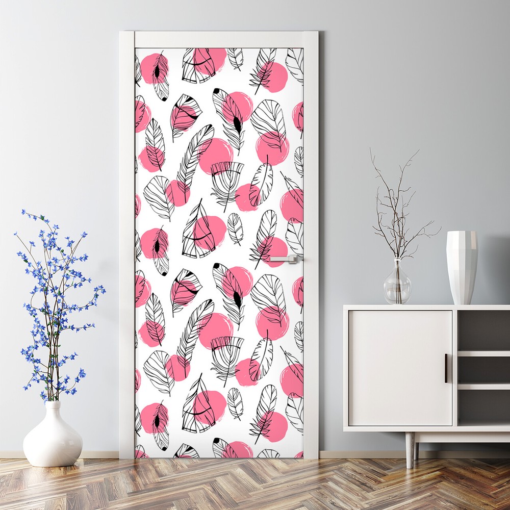 Feathers seamless self-adhesive bubble-free door sticker easy application