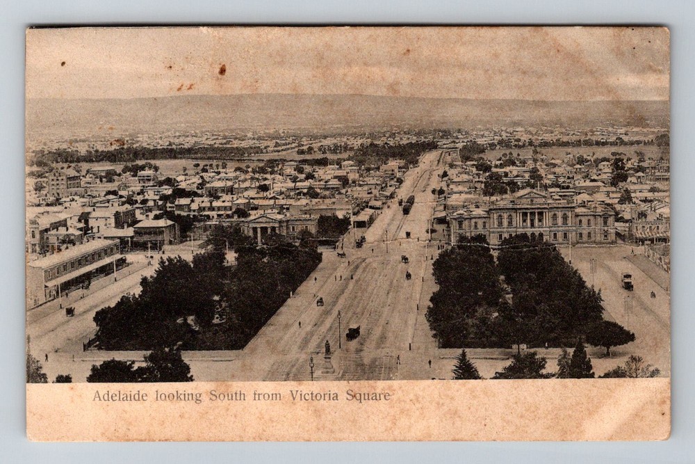 Australia- Adelaide Looking South From Victoria Square Old Post Vintage Postcard