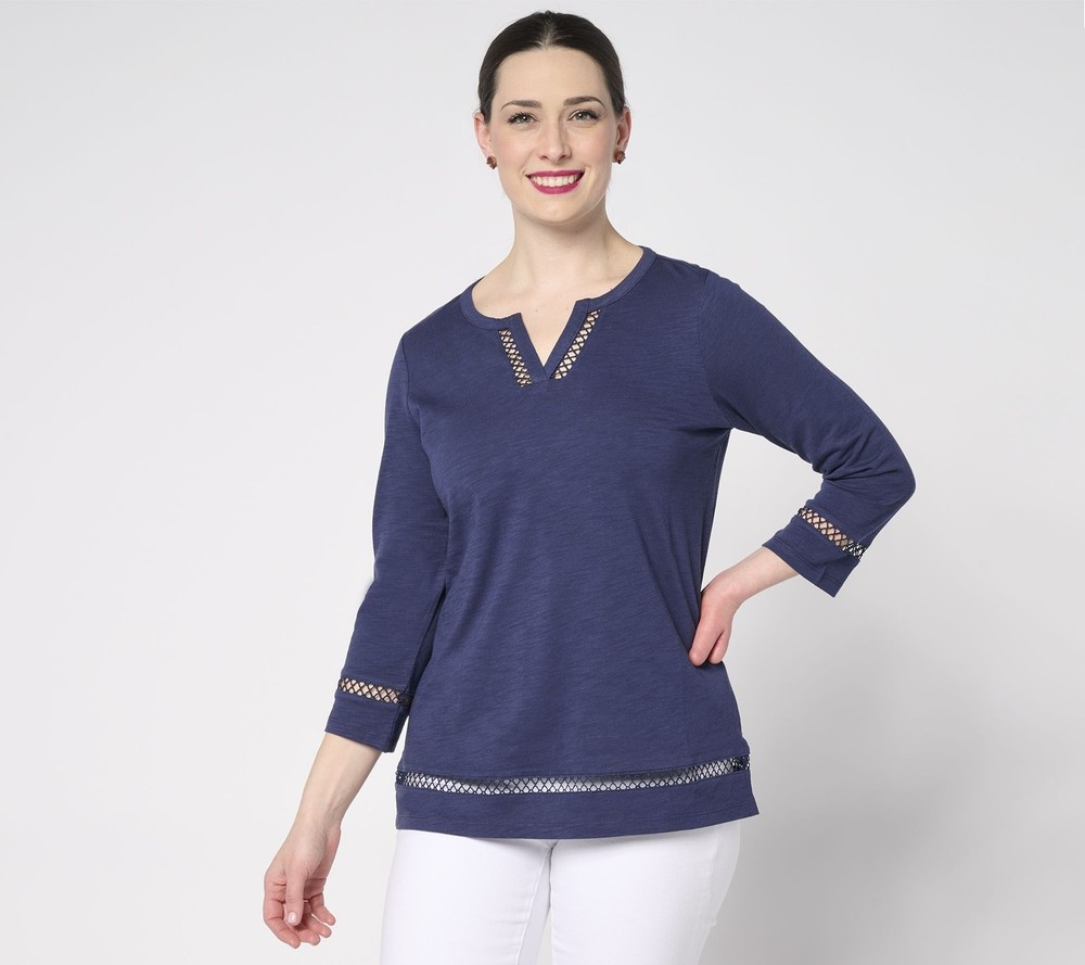 Gloria Vanderbilt Women's Top Plus Sz 1X Belle Beach by Kim Gravel Blue A683745