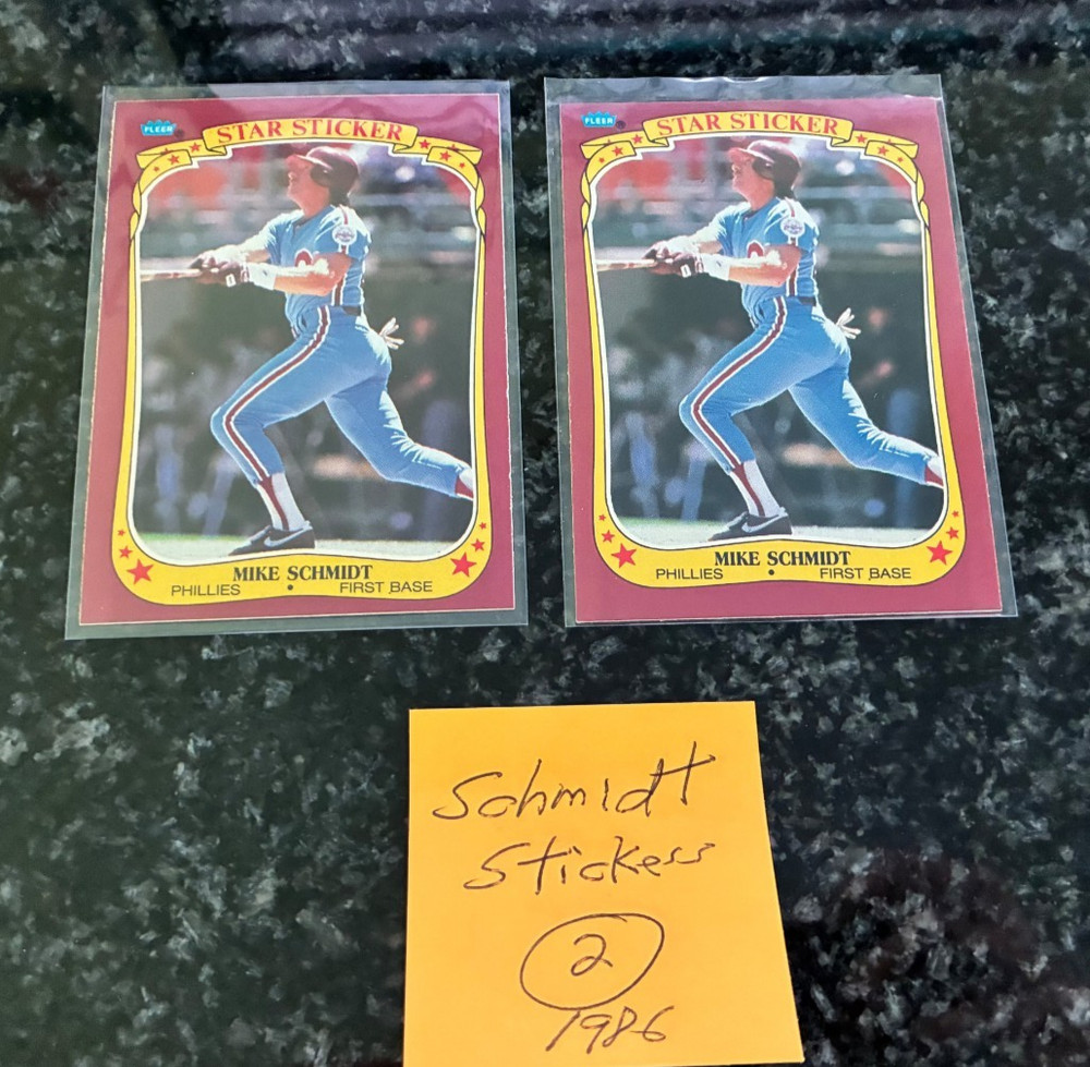 Mike Schmidt Fleer Sticker Card Lot (1986)...............2 Total