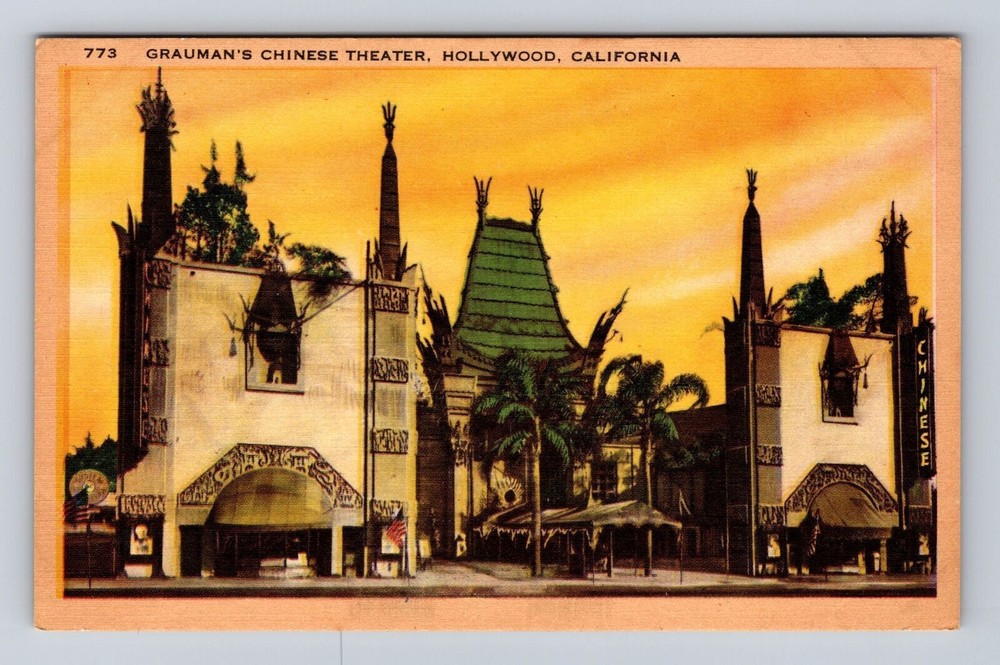 Hollywood CA-California, Grauman's Chinese Theater, Antique, Vintage Postcard