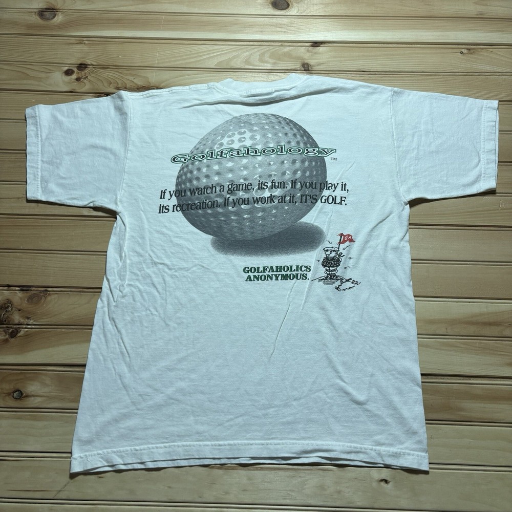 Vintage 90s Golfahology Golfaholics Anonymous Golf Sport Promo Shirt Size Large