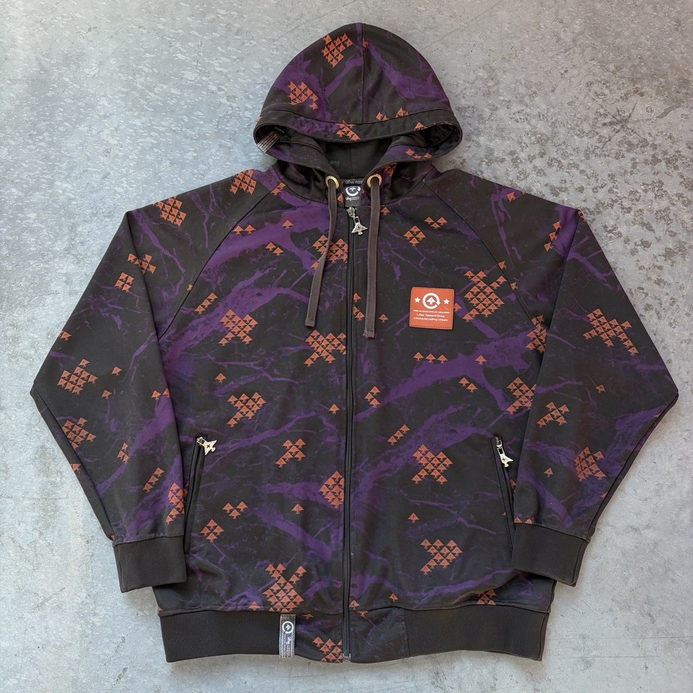 LRG Lifted Research Group Emperador Full Zip Track Jacket Hoodie AOP Size Medium