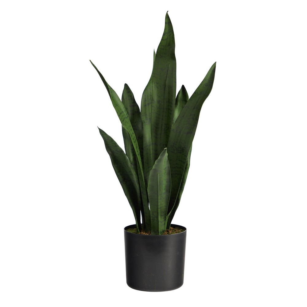 22-Inch Black Pot Artificial Snake Plant - 6-Inch Base