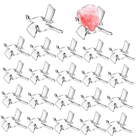 20 Clear Acrylic Rock Display Stands Medium Size Easel Holders