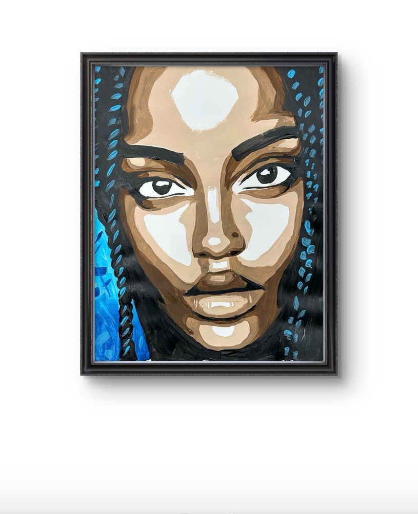 Original Abstract Black Woman Portrait Painting 14x11 paper Modern Wall Art Home