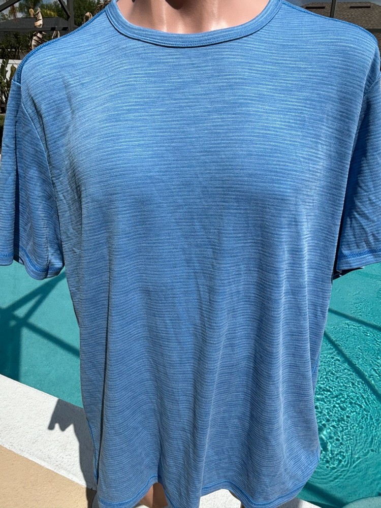 Tommy Bahama Blue Striped neck Island Zone T Shirt Mens XL