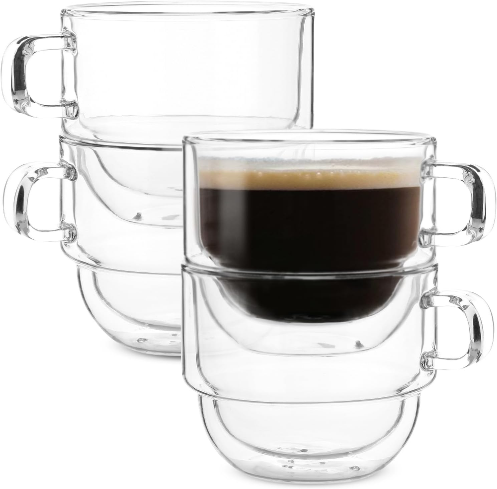 Btat- Stackable Insulated Coffee Mugs, 4 Pack, 12 Oz, Ideal for Hot and Cold Dri