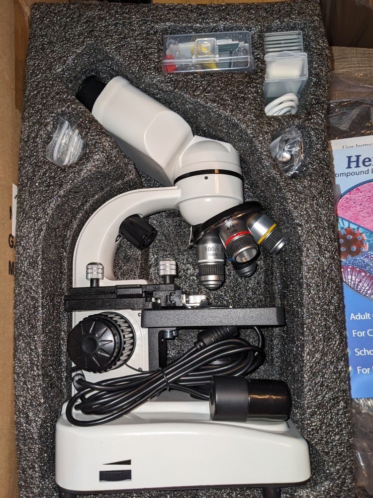 Compound Microscope, 40X-2500X, WF10x and WF25x Eyepieces, Dual Lighting & Mecha