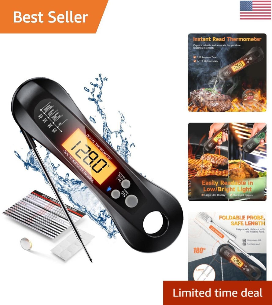 Accurate BBQ Thermometer with Backlit Display - Easy-to-Clean Kitchen Essential-image