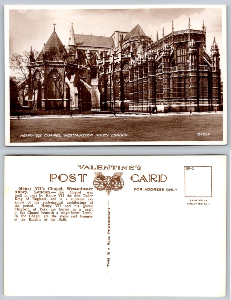 RPPC Henry VII Chapel Westminster Abbey London Tudor King Photo Postcard