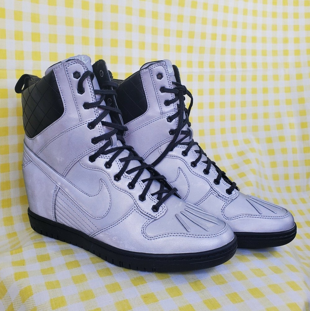 Nike Dunk Super Sky Hi Premium Reflect Silver 616738-001 2013 Women's Size 9 EUC