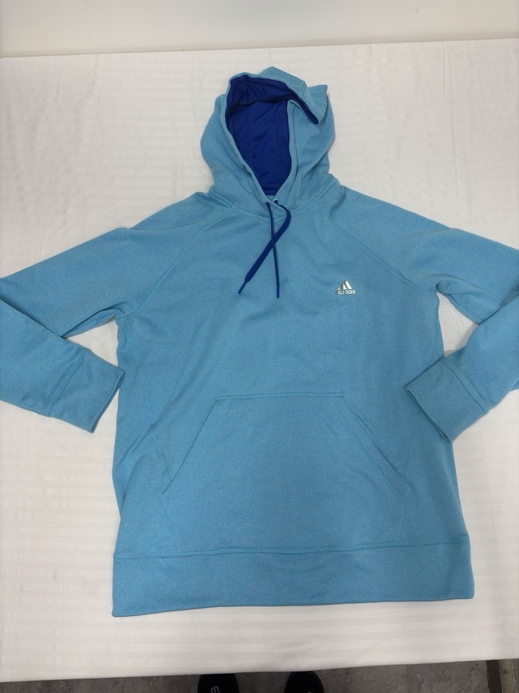 Adidas Size XL Womens Hoodie Sweatshirt Turquoise Blue Climawarm Fleece Adult