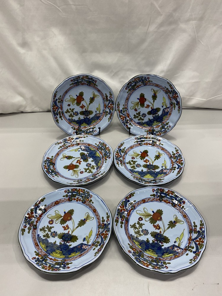 Imolarte 8in Handpainted Ceramic Salad Plates Set Of 6x In Blue