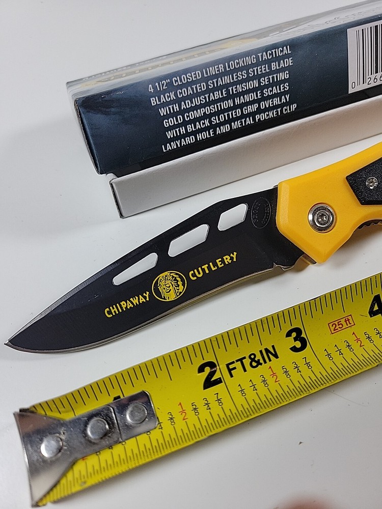 Frost Cutlery Black Squall Yellow Folding Pocket Knife Brand New