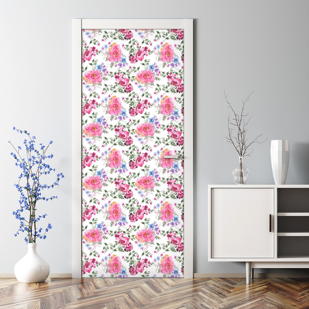 Door Decal Beautiful Vintage Roses Roses Vintage Garden Watercolour Floral Decor