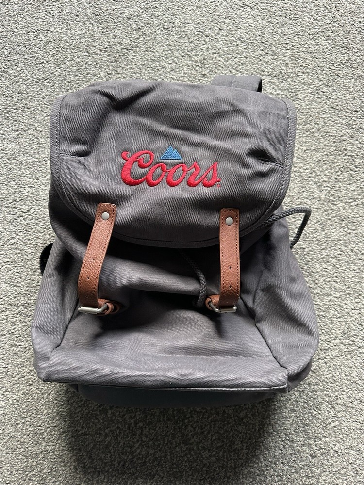 Coors Light Canvas Napsack Backpack, Grey, Small Size, Buckle, Drawstring, (16)
