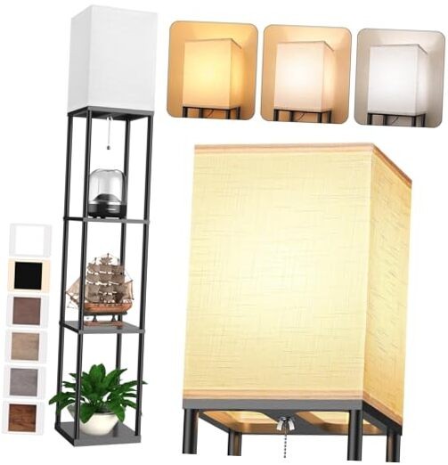 Modern Shelf Floor Lamp with 3 CCT LED Bulb for Living Room