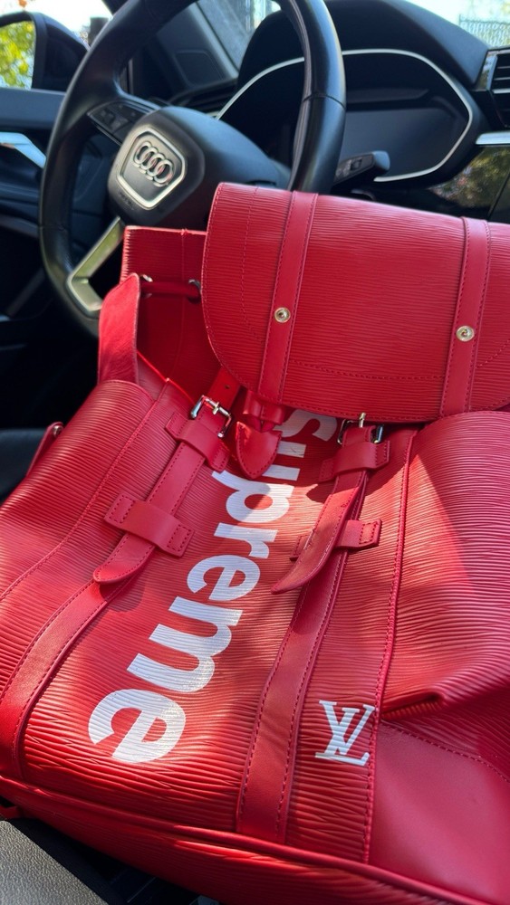 Supreme x Louis Vuitton Christopher PM Backpack Red Epi Leather Limited Edition