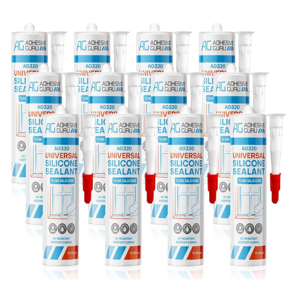 Adhesive Guru All Purpose Clear Silicone Sealant Waterproof (12 X 10.15 Fl.Oz.),