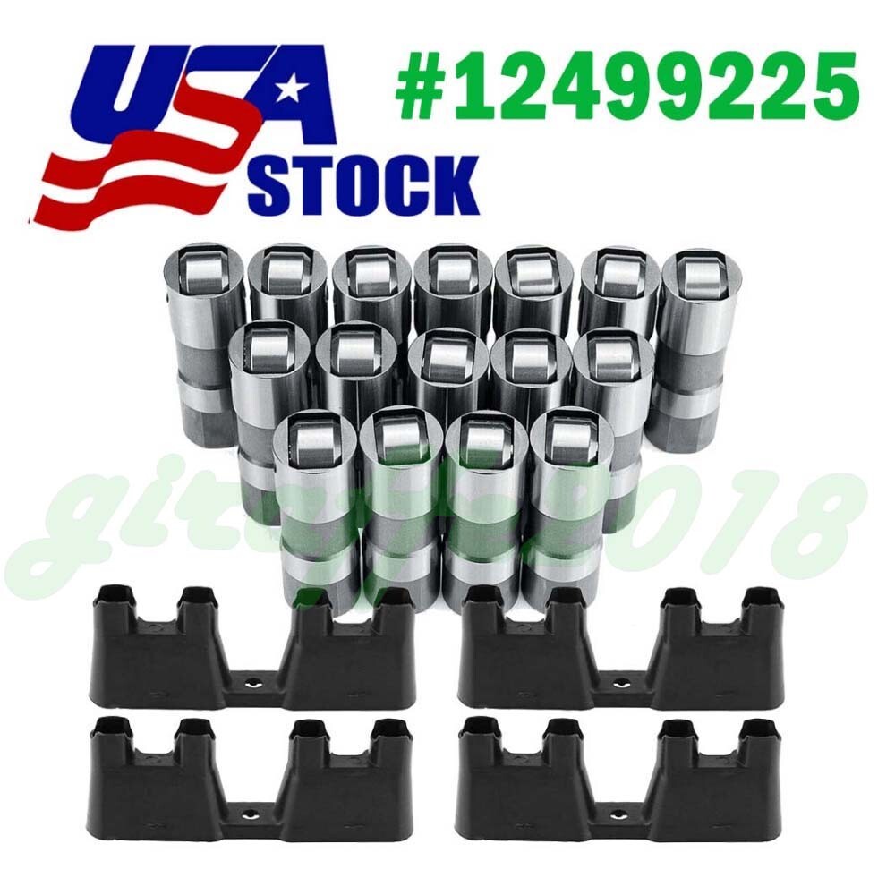 Set of 16 Hydraulic Roller Lifters & 4 Guides Fit For Chevy 5.3 5.7 LS1 LS2 LS7