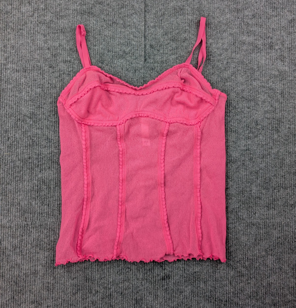 Vintage Victorias Secret Tank Women Large Sheer Nylon Pink Y2K Festival Rave 90s