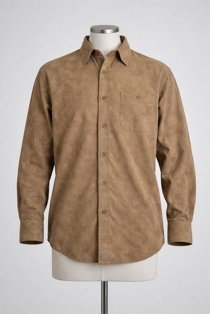 Canyon Ridge Mens Faux Suede Brown Tan button Down Size 2XL Outdoor Retro Y2K