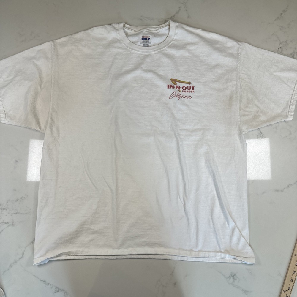 Vintage In-N-Out Burger Hanes Beefy XXL White Graphic T-Shirt Great Condition