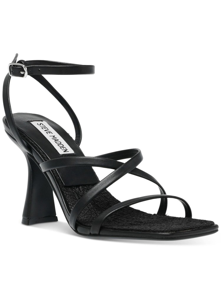 Steve Madden Black Strappy Square Toe Flare Heel Sandals Women Size 11 M