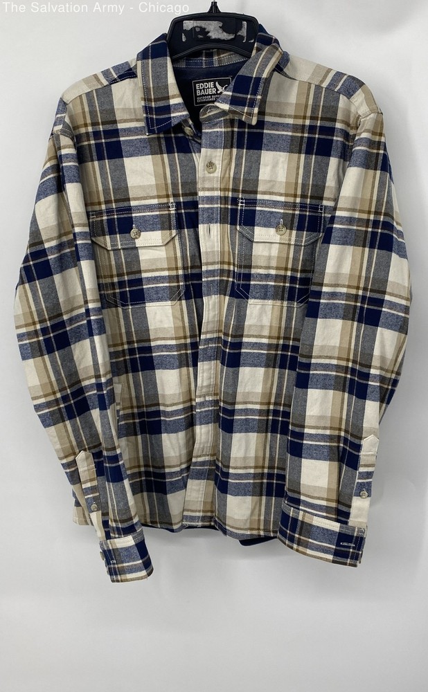 Eddie Bauer Mens Multicolor Plaid Long Sleeve Button-Up Shirt Size Large