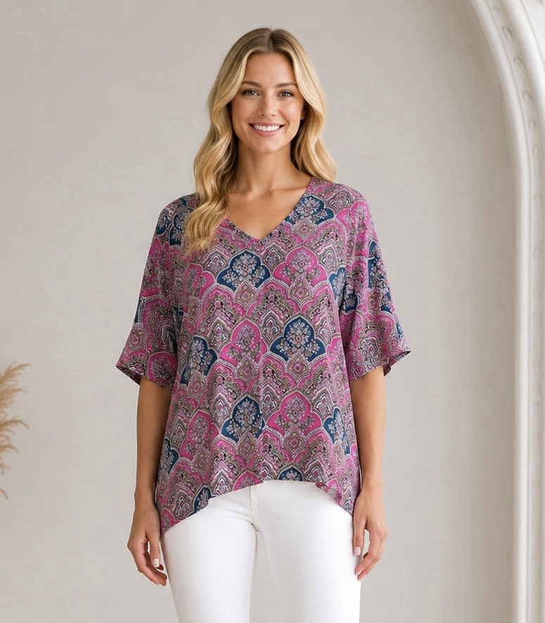 Womens Oversized Sheer Floral Top Size XL Feminine Artsy Boho Summer Chic