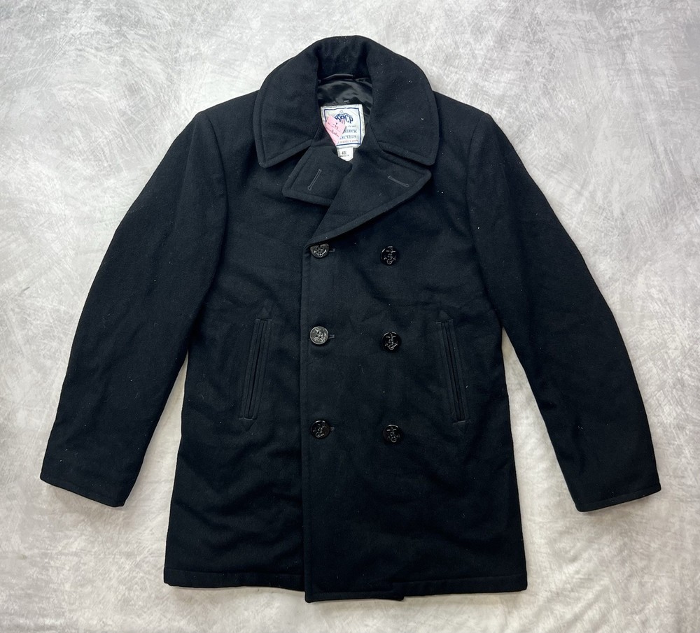 Official US NAVY Pea Coat USN Wool Jacket size men's 40 Long 40L black DSCP
