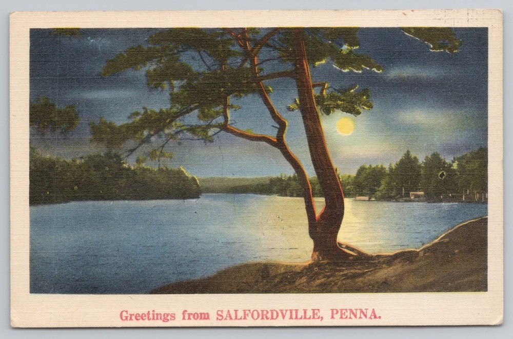Greetings From Salfordville Pennsylvania PA Postcard 1943 Linen