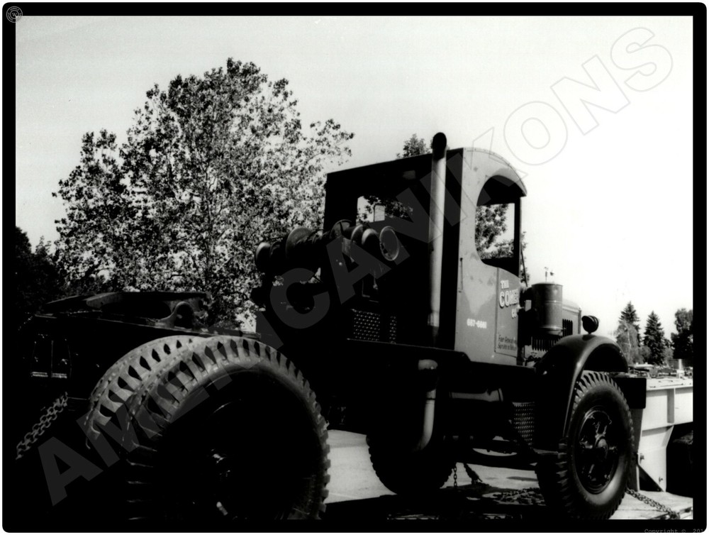 Vtg. Mack Trucks AC New Metal Sign: Vintage Mack on Flatbed Truck Show Display