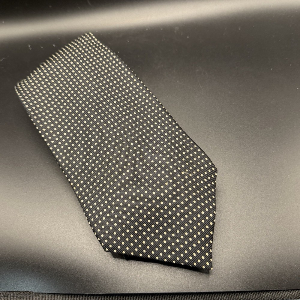 Polo Ralph Lauren Men's Black & White Pinpoint 100% Silk Neck Tie 60”L Elegant