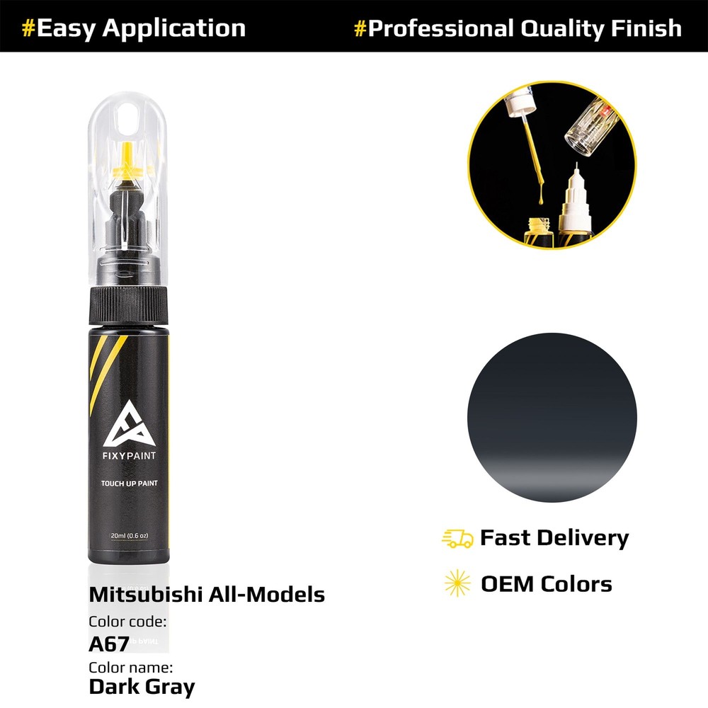 Touch up Paint for Mitsubishi Code: A67 Dark Gray Easy Apply Scratch Repair