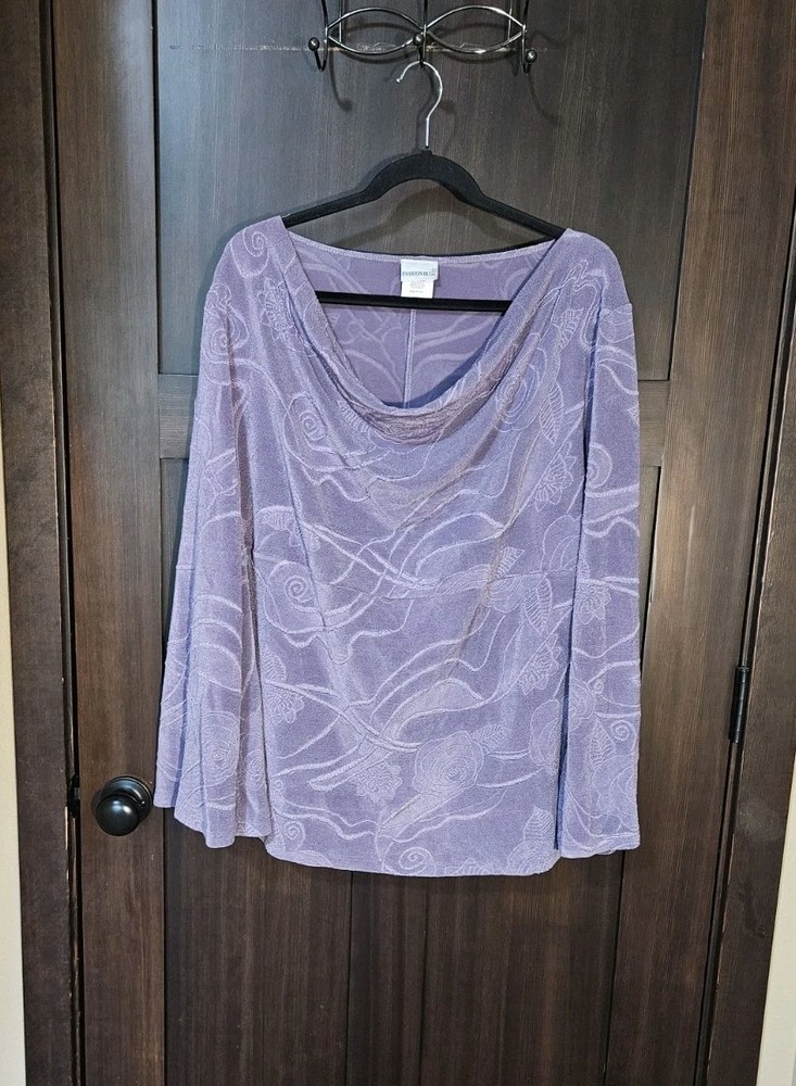 NWOT Women's Plus Vintage Y2K Lavender Stretch Knit Blouse Top Size 22/24 3X
