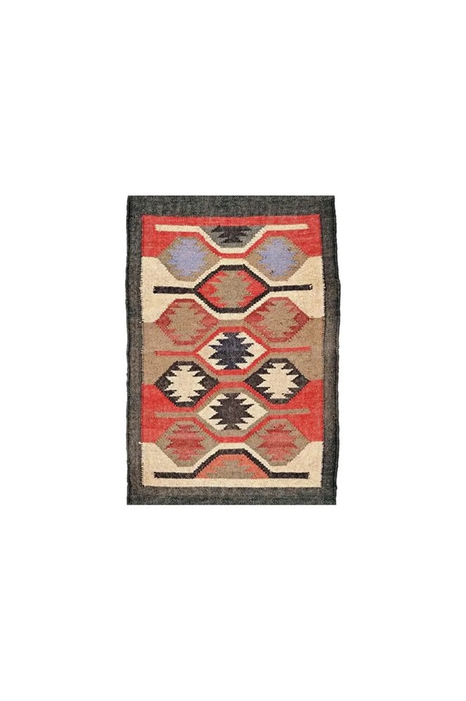 Geometric Hand Knotted Wool Jute Rug Color Multicolor Handmade Area Carpet Rug