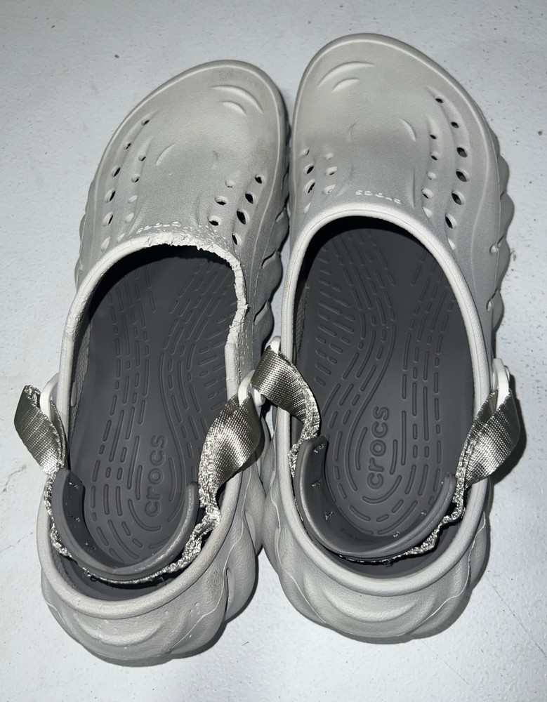 Crocs Echo Clogs Unisex Men's Size 11 Light Gray Adjustable Heel