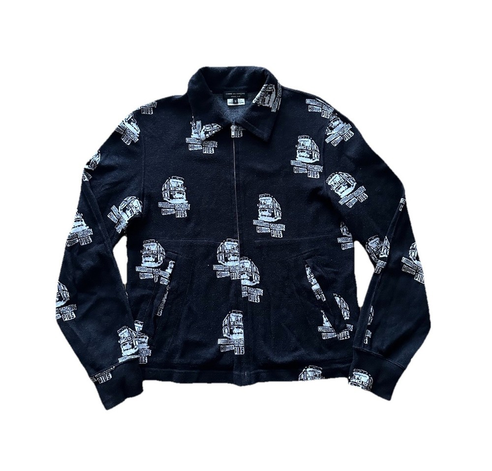 COMME des GARCONS HOMME PLUS Knitwear/Sweater Black All Over Print Full Zip Up