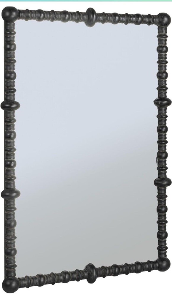 Chic Black Wood Beaded Dowel Frame Mirror by Creative Co-Op