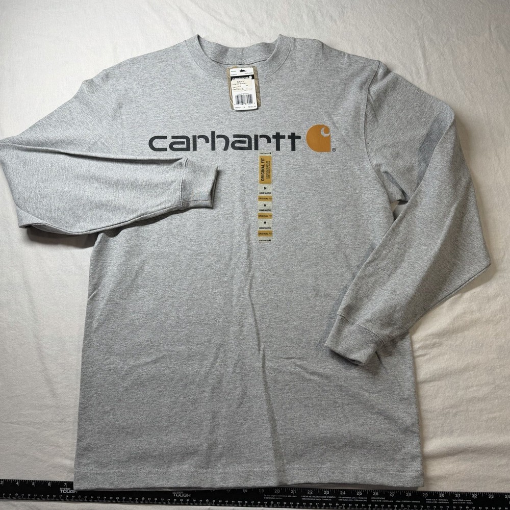 Carhartt Mens M Loose Fit Heavyweight Long Sleeve Logo embroidered M Gray New