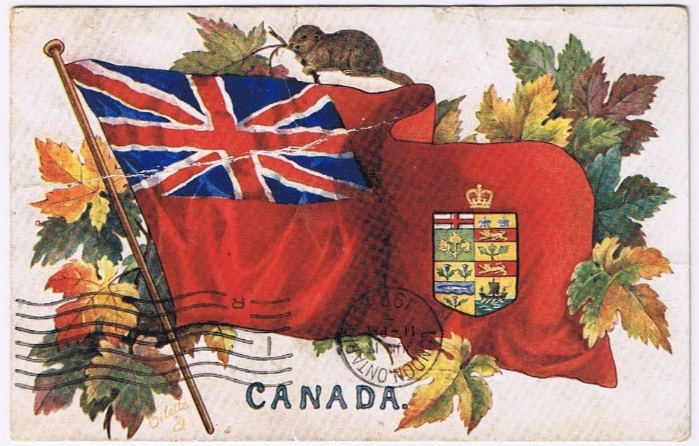 Postcard Old Canadian Flag Unofficial 1908