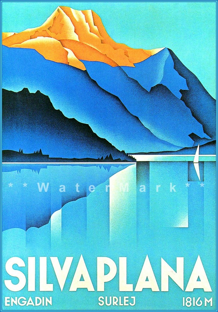 Switzerland Silvaplana 1934 Engadin Vintage Poster Print Retro Art Travel